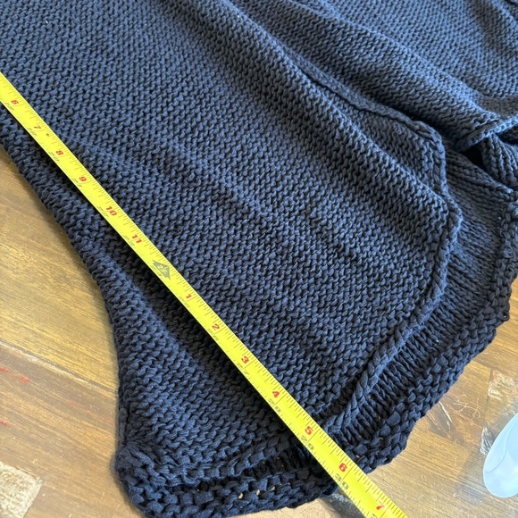 Pure Handknit Long Line Crocheted Vest Sweater Cover Up Black Lagenlook Baggy - Picture 7 of 7